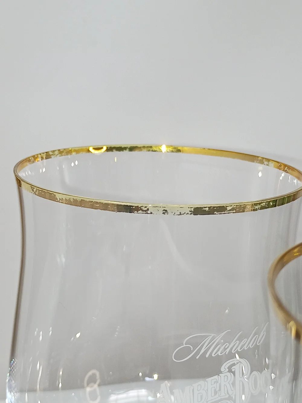 Set of Four Michelob Amber Bock Gold Rim Goblet Glasses